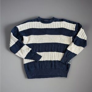 Vintage Woods & Gray Men’s Chunky Cable Knit Colorblock Sweater Size Large